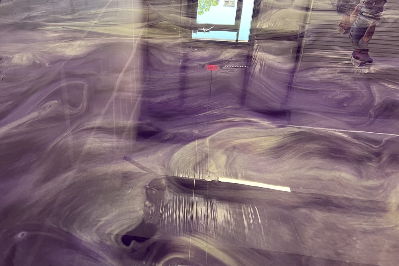 purple decorative concrete floor in house